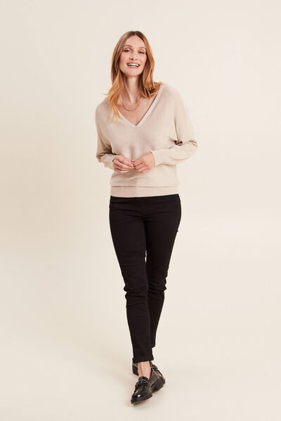Pull manches longues couleur or femme
