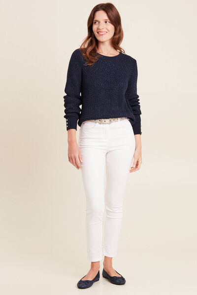 Pull manches longues bleu marine femme