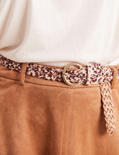 Jupe avec ceinture amovible marron clair femme