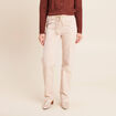 Pantalon taille haute coupe droite denim beige femme