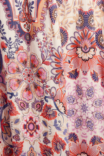 Robe évasée col cache-coeur multicolore femme