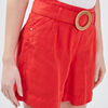 Short evase taille haute rouge femme