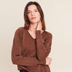 Pull manches longues marron femme