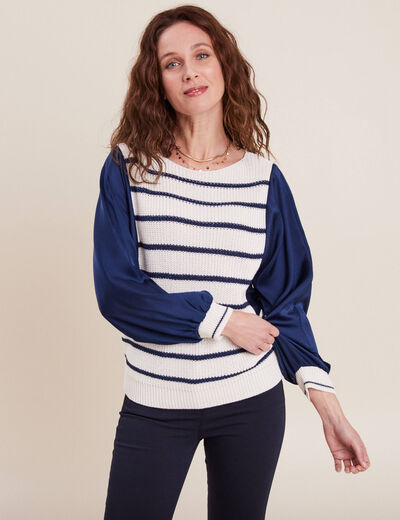 Pull manches longues blanc femme