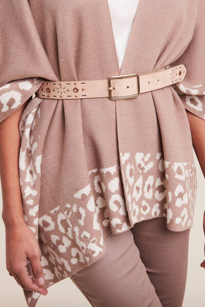 Ceinture clous et oeillets sable femme