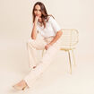 Pantalon coupe mom long ivoire femme