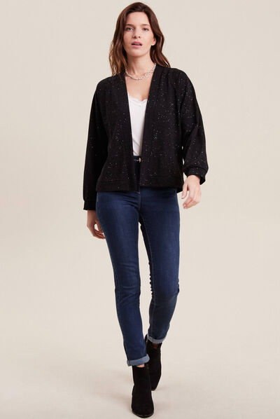 Gilet manches longues noir femme