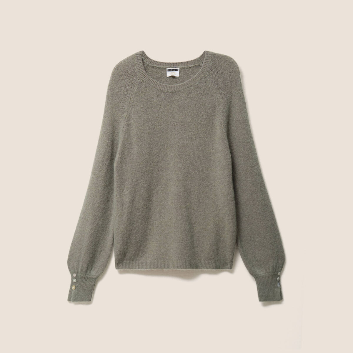 Pull col rond manches longues vert clair femme