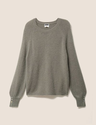 Pull col rond manches longues vert clair femme