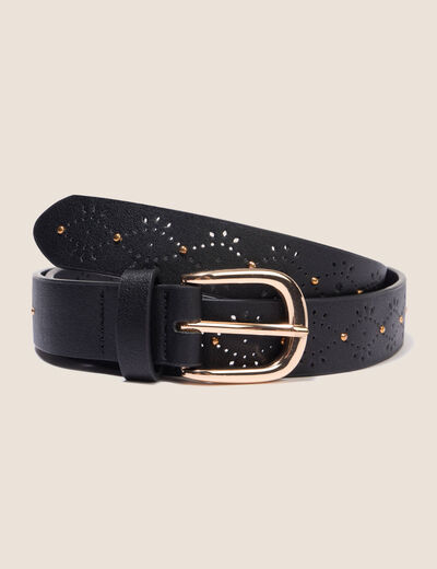 Ceinture fine ajour&eacute;e noir femme