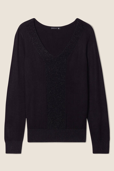 Pull manches longues noir femme