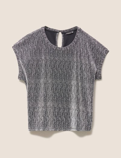 T-shirt manches courtes gris argent femme