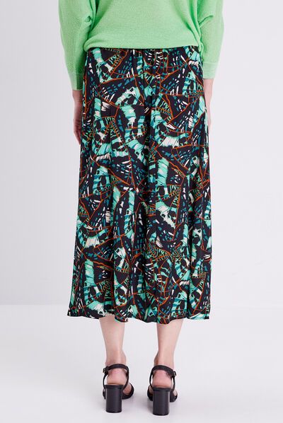 Jupe midi évasée fluide vert pastel femme