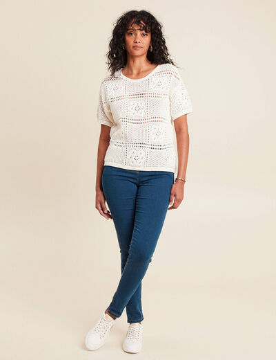 Jean magique Le L&eacute;ger coupe ajust&eacute;e long denim double stone femme