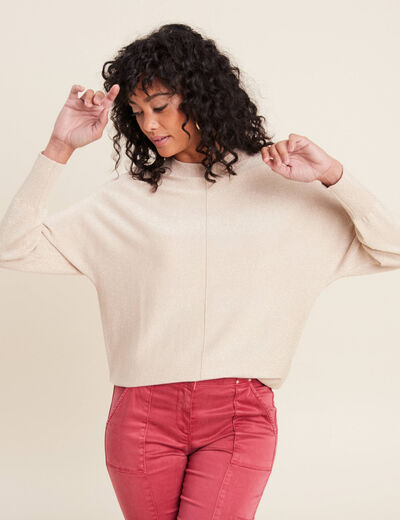 Pull manches longues couleur or femme