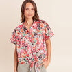 Chemise droite courte manches courtes multicolore femme