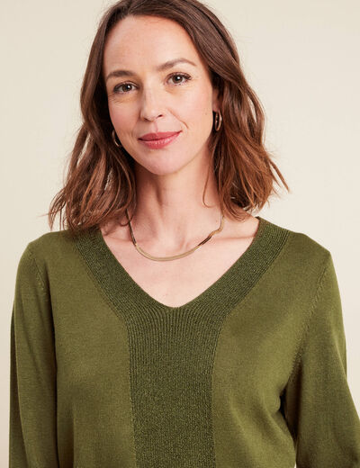 Pull manches longues vert kaki femme