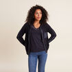 Gilet à capuche zippé bleu foncé femme