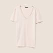 T-shirt manches courtes col en V gris clair femme