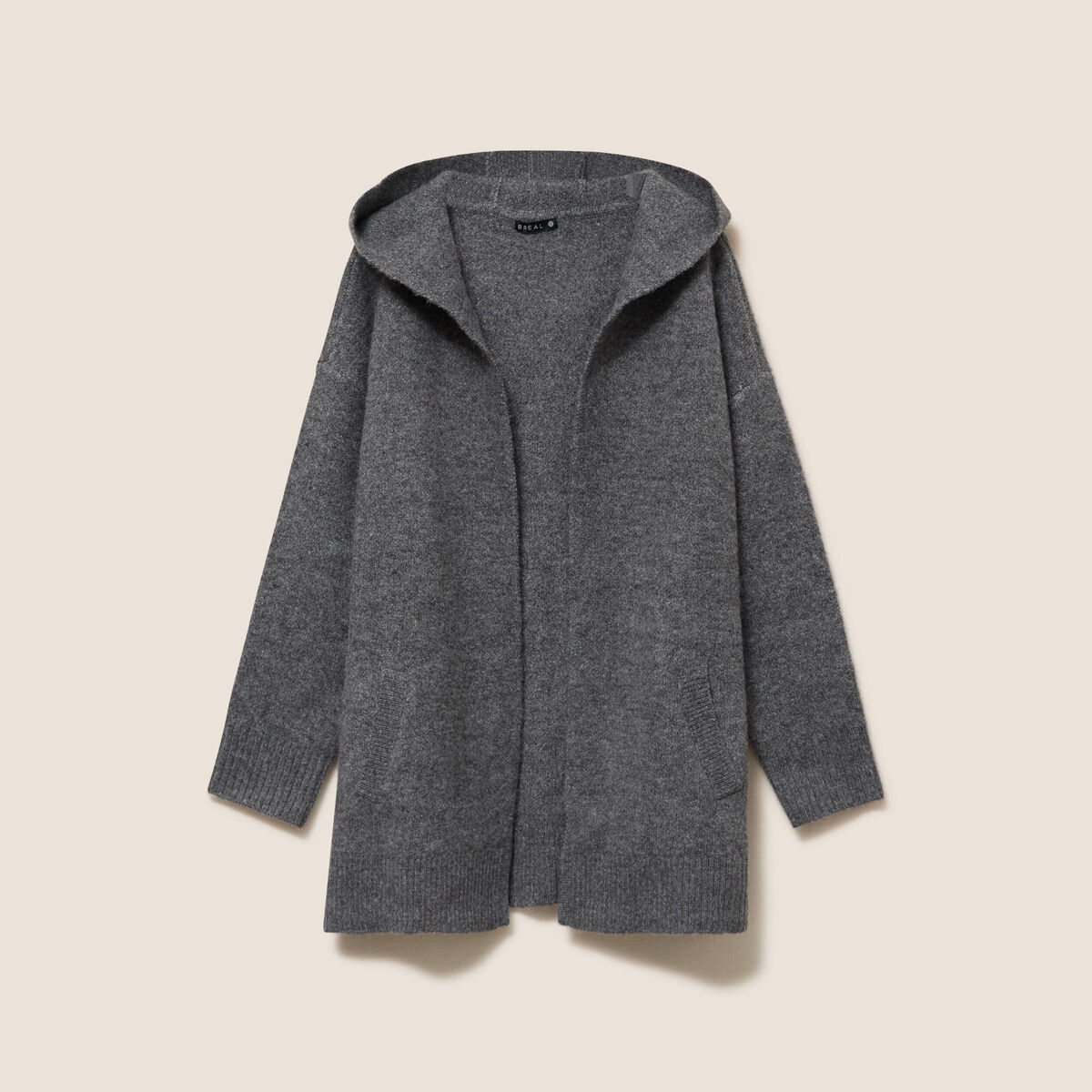 Gilet droit long gris fonc&eacute; femme