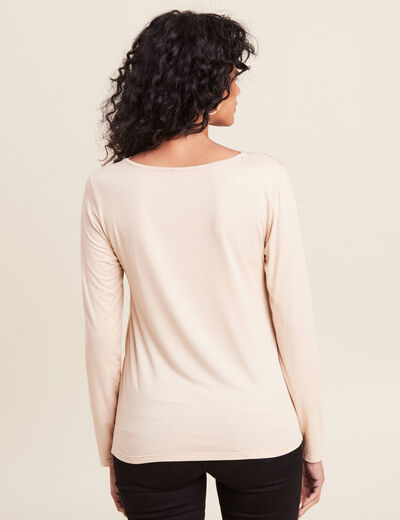 T-shirt thermo-douceur manches longues beige femme