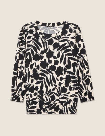 T-shirt manches 3/4 noir femme