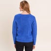 Pull col v bleu electrique femme