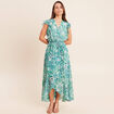 Robe longue portefeuille vert femme