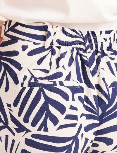 Pantalon fluide taille haute blanc femme