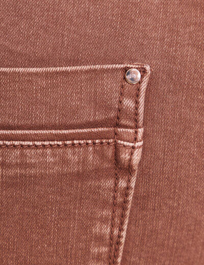 Jean coupe droite taille haute marron clair femme