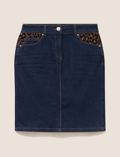 Jupe droite courte denim brut femme