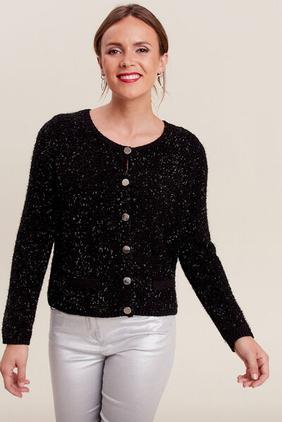 Gilet manches longues noir femme