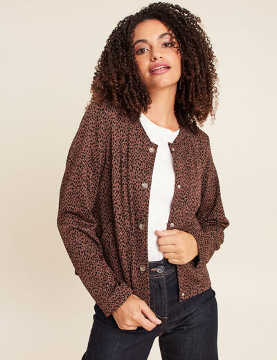 Veste doubl&eacute;e marron femme