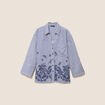 Chemise droite manches 3/4 fluide bleu femme