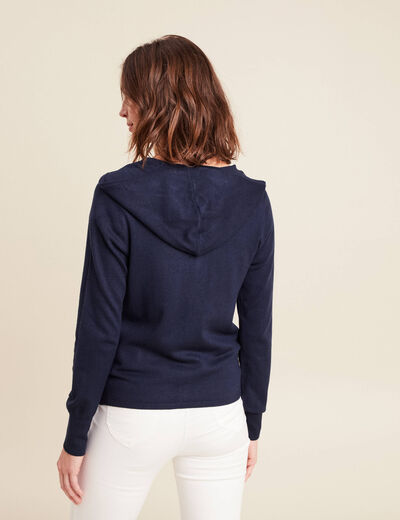 Gilet avec capuche bleu marine femme