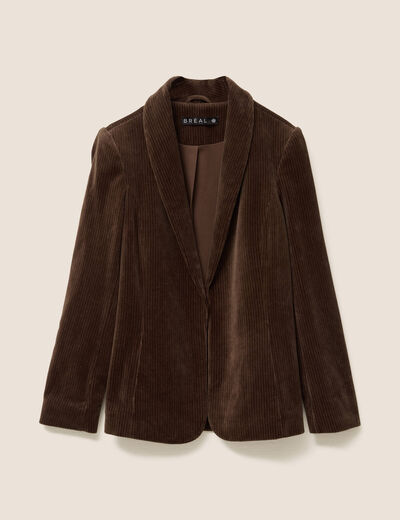 Veste tailleur velours marron femme