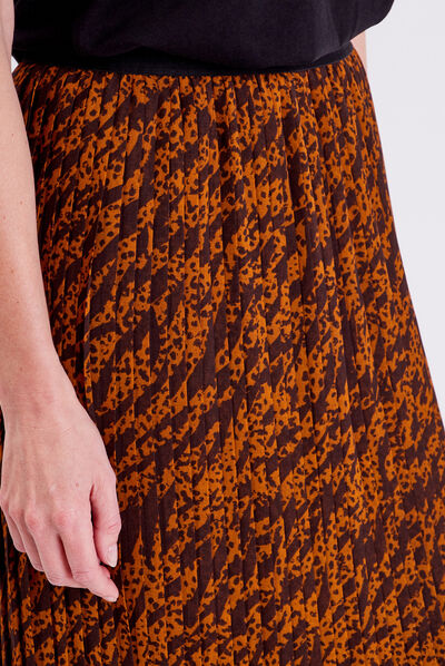 Jupe longue droite plissée noir femme