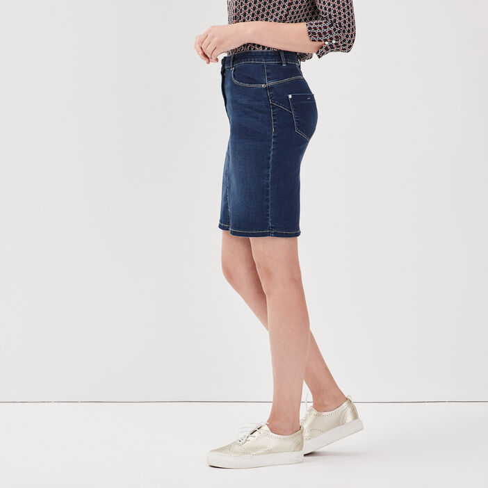 Jupe droite en jean denim brut femme