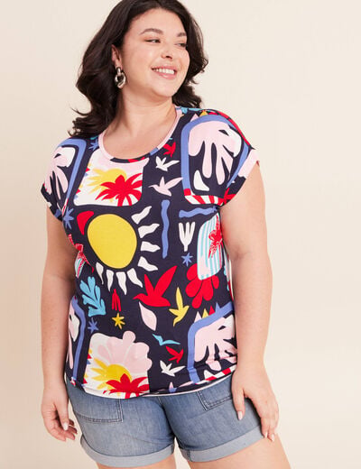 T-shirt manches courtes multicolore femme