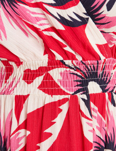 Robe midi évasée fluide rouge femme