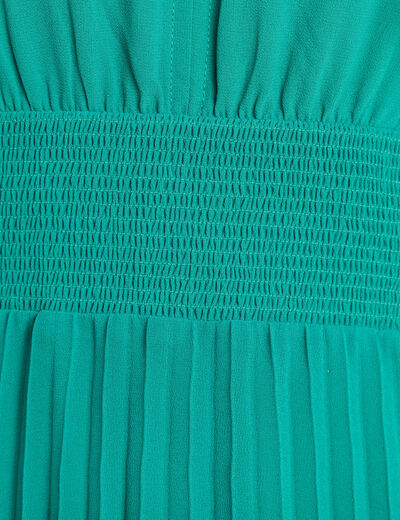 Robe longue &eacute;vas&eacute;e &agrave; volants vert menthe femme