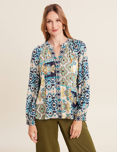 Blouse manches longues bleu femme