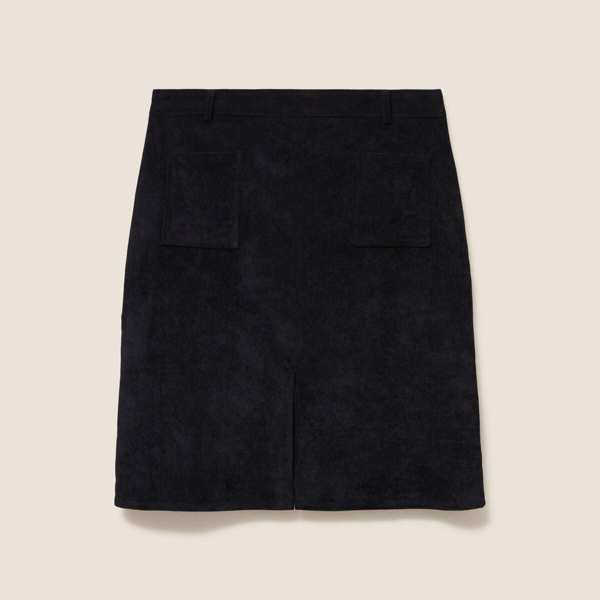 Jupe en velours longueur genoux noir femme