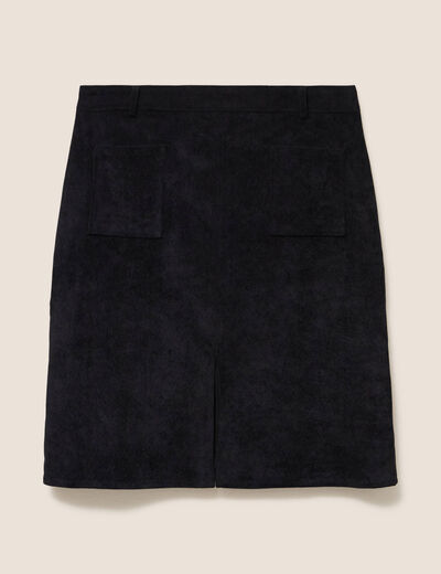 Jupe en velours longueur genoux noir femme