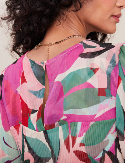 Robe évasée plissée multicolore femme