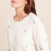 Pull brod&eacute; manches longues ecru femme