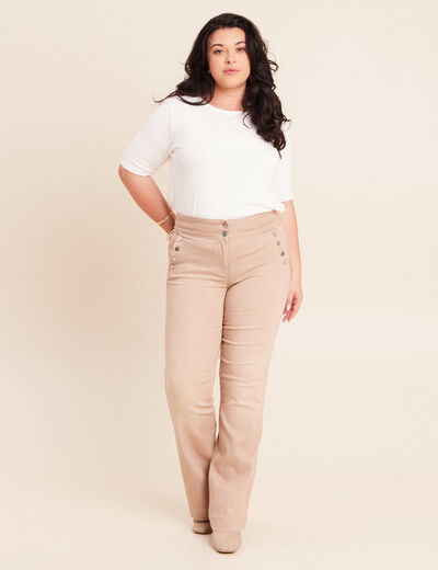 Jean coupe bootcut taille haute sable femme