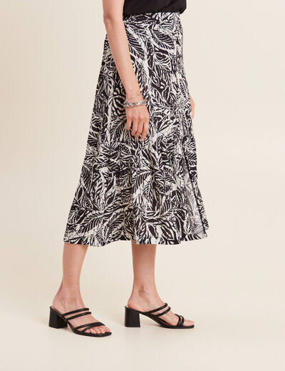 Jupe longue évasée satin noir femme