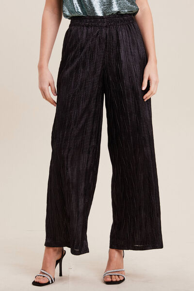 Pantalon large flou noir femme