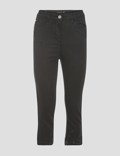 Pantacourt droit taille haute noir femme